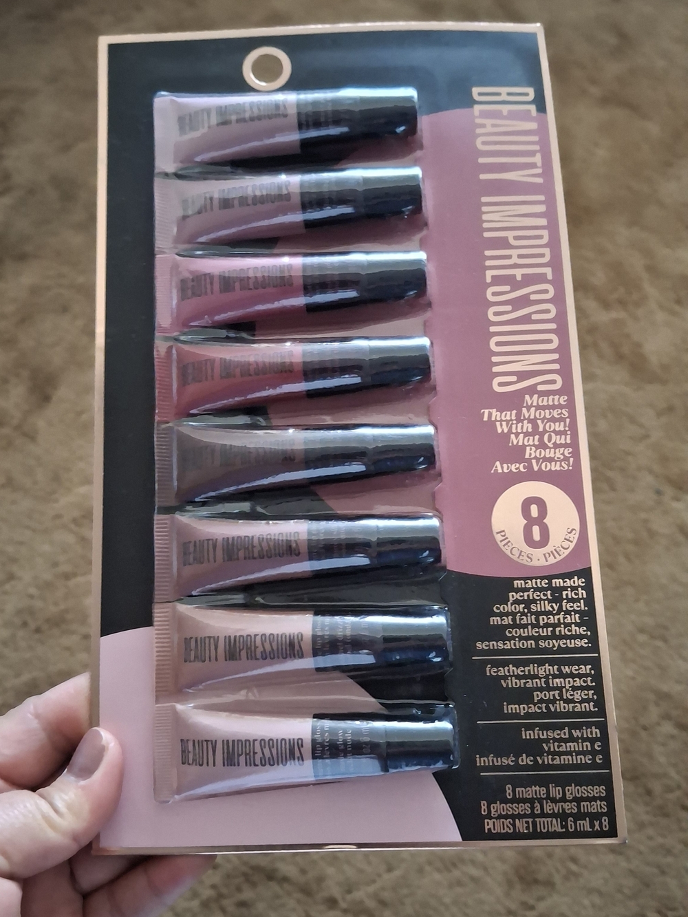 Impressions Matte Lip Gloss Set - Soft Pink Shades (8-Pack)